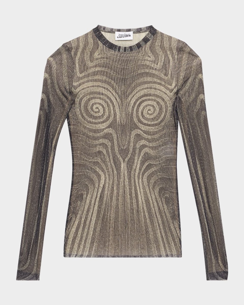 Spiral Print Mesh Top